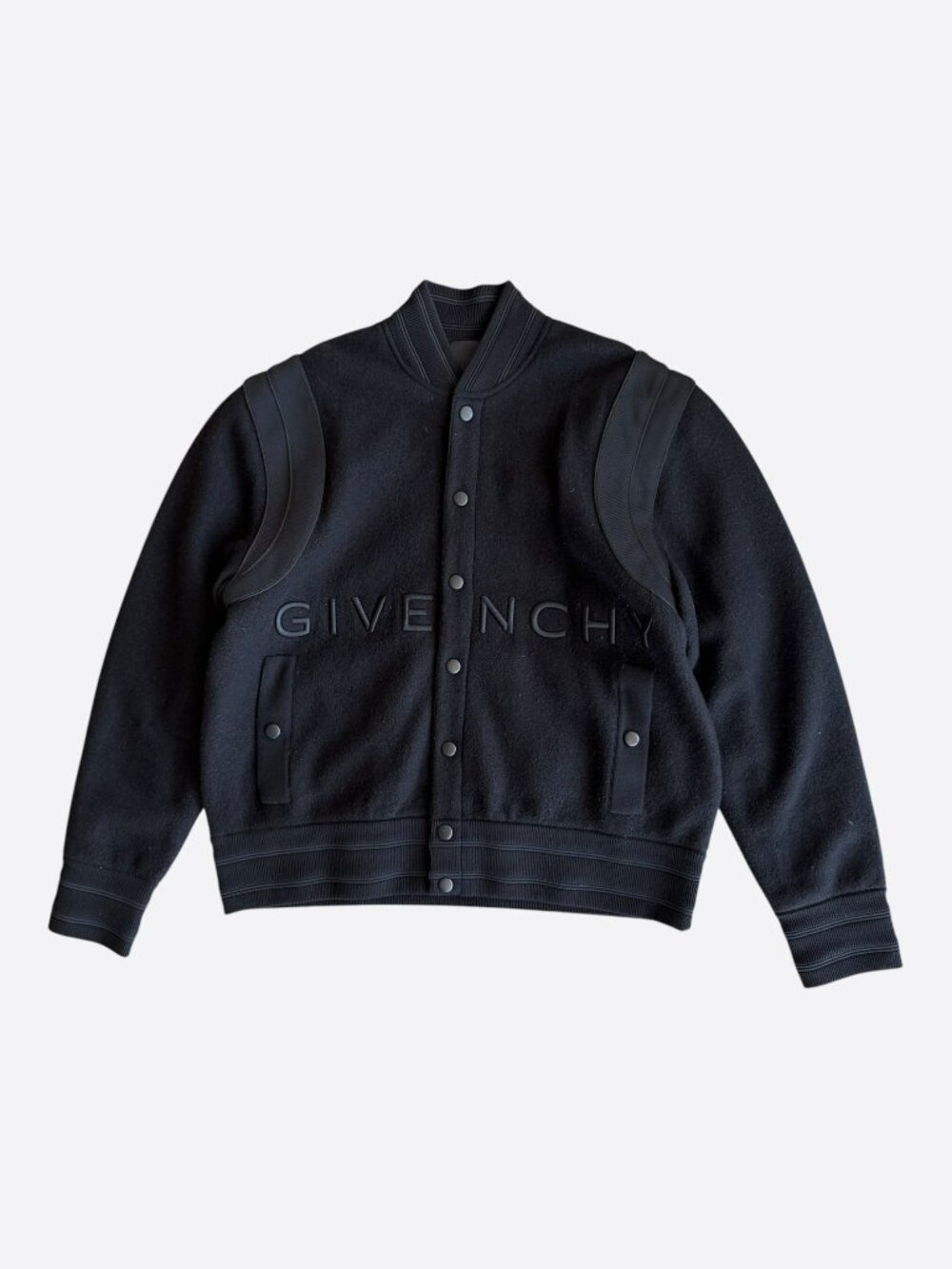 Givenchy Black Embroidered Logo Striped Varsity Jacket